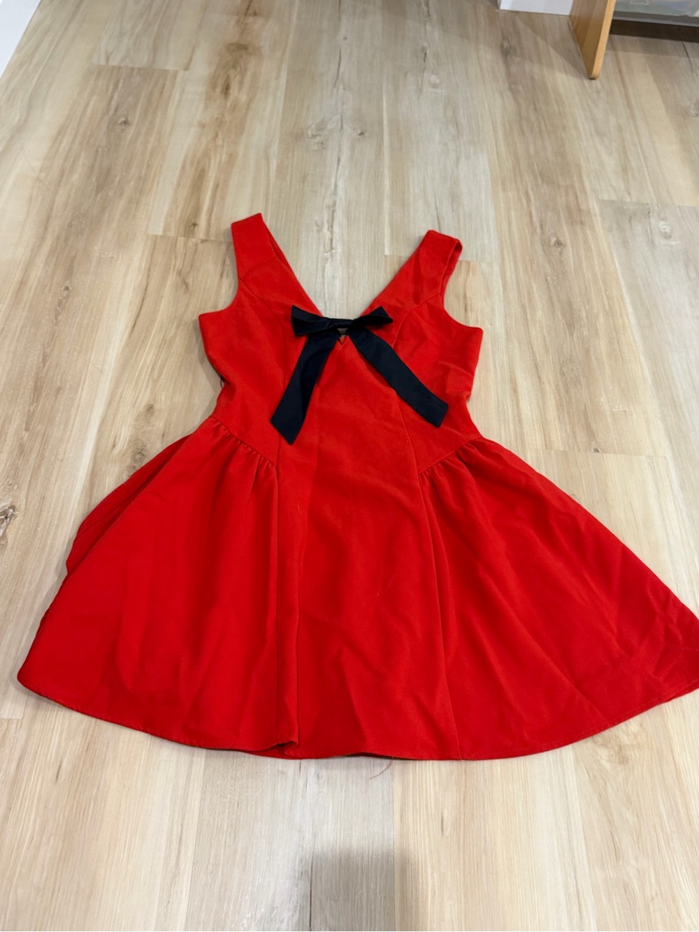 Wayf Red Sleeveless Fit-and-Flare Dress with Black Accent